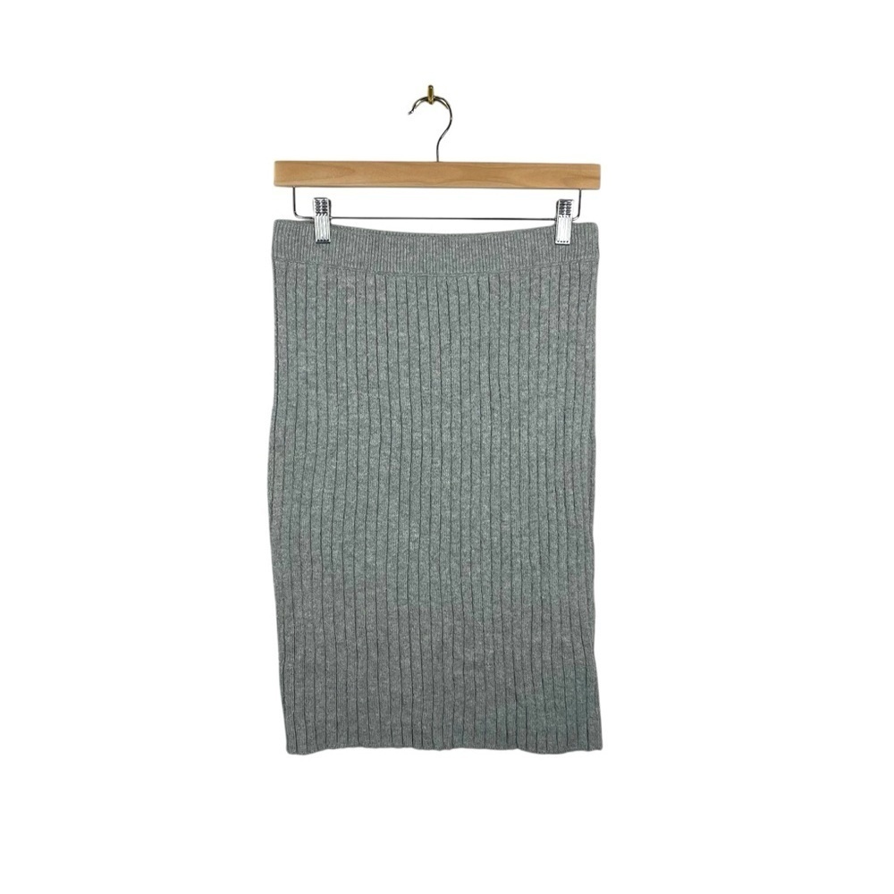 Leith Women’s Ribbed Knit Sweater Midi Skirt in Grey Size M